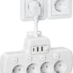 7-in-1 Stopcontact splitter met 4-voudige stekkerdoos, 1x USB-C en 2x USB-A